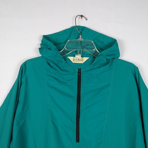 Vintage LL Bean Anorak 1/4 Zip Windbreaker Pullover Women's Size L Teal Green - Picture 2 of 7